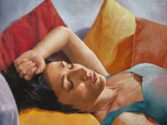 Ragazza-tra-i-cuscini-(80x60-cm)---olio-su-tela